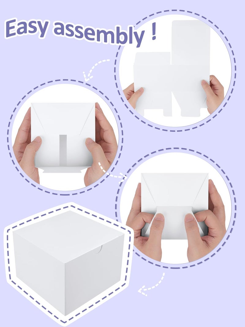 Eupako Gift Boxes 4x4x4 25 Pack White Kraft Paper Box with Lids Party Favor Boxes for Bridesmaids Proposal, Crafting, Cupcake, Wedding, Christmas - Image 2